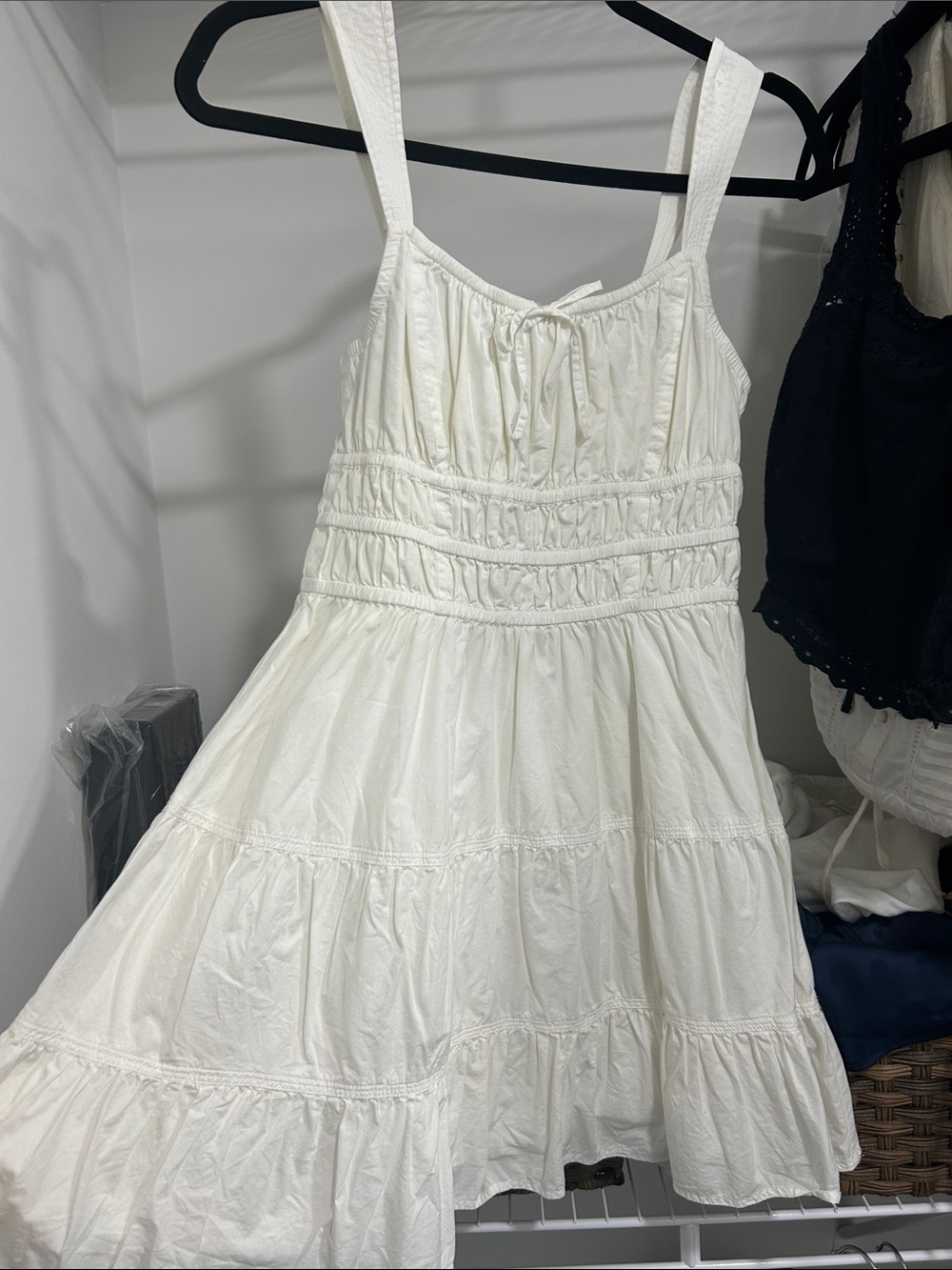 Aritzia White Smocked Tiered Sundress
